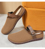 Nuevos zapatos de verano retro para mujer Sandalias de suela suave, zapatillas de exterior, media pantuflas con cabeza de pan de malla voladora - details 11