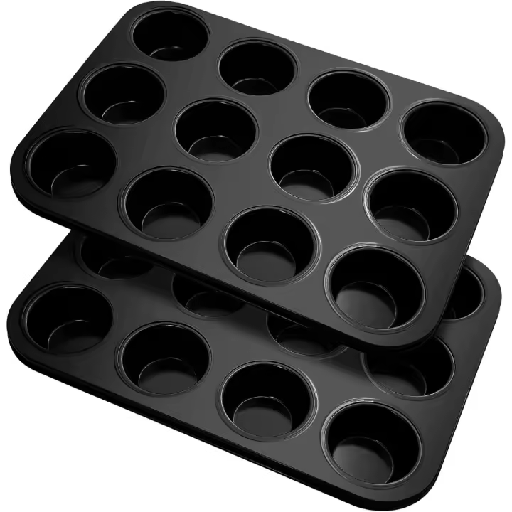 Paredes de Muffin de Acero al Carbono Antiadherentes Juego de 2 para 12 Postres - 1