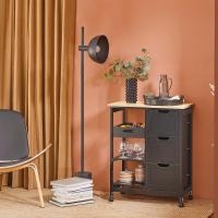 Carro de Almacenamiento Mueble Auxiliar Cocina Carrito de Servir con 3 Cajones 2 Estantes y 1 Bandeja Extraíble Negro - details 1
