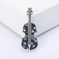 Vintage strass violín broche mujer broche versátil cardigan chal hebillas moda temperamento ropa accesorios - details 3