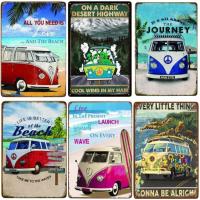 Cartel de chapa Retro Camper Summer Bus, cartel de placa de Metal para Bar, playa, cafetería, pintura decorativa Vintage - details 5