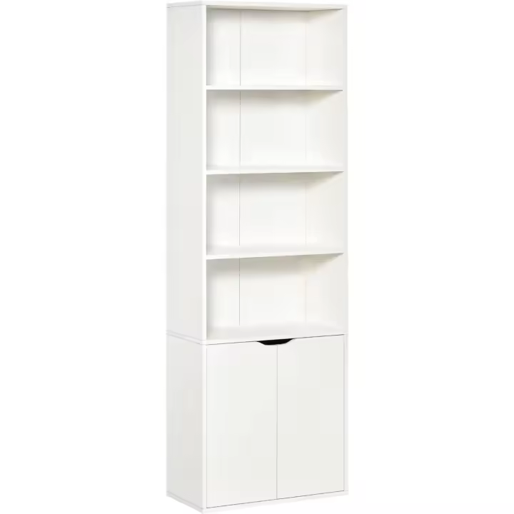Estantería de Libros con 4 Compartimentos Abiertos Blanco 80kg Carga Tamaño 59x29x180cm - 1