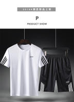 Pantalones cortos transpirables de verano para hombre Traje deportivo Camiseta - details 2