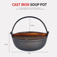 Estufa colgante multifuncional de hierro fundido con tapa de madera para acampar al aire libre, bolsas de almacenamiento para ol - details 7