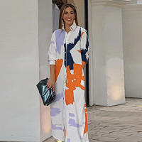 Ropa de mujer 2025 otoño e invierno nueva moda casual estampado vestido camisero suelto para mujer - details 1