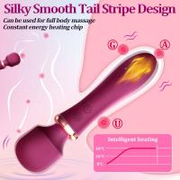 Varita de masaje AV 3 en 1 para mujer, consolador vibrador para punto G, estimulador de pezón y Vagina, función de calefacción, 10 potentes vibraciones, Motor Dual - details 2