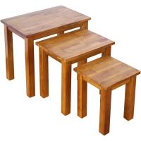 Juego de 3 Mesas Nido de Madera Maciza para Sala de Estar - Mesa de Café, Mesa Auxiliar, Mesa Lateral - details 3