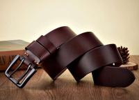 Cinturón informal de piel de vaca auténtica de 4,3 cm de ancho y grueso para hombre, hebilla doble, correa de negocios para jeans - details 6