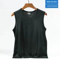 Chaleco de malla de seda de hielo para hombre, ropa interior de malla hueca de verano, camiseta deportiva fina de talla grande sin mangas, informal de moda - details 18