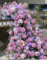 Camino de mesa de rosa púrpura de lujo, telón de fondo de boda, marco de arco de cuerno, arreglo de decoración, soporte de flores para escenario Floral, centro de mesa Ba - details 7