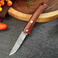 Cuchillo Plegable De Acero Damasco Con Mango De Madera Herramienta De Cocina Multifuncional Para Cortar Carne Y Frutas Cuchillo De Sellección - details 4