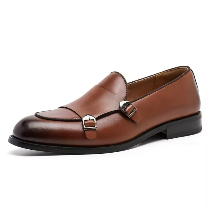 Mocasines de cuero estilo británico de un pedal, informales, con doble hebilla, para negocios. - 1