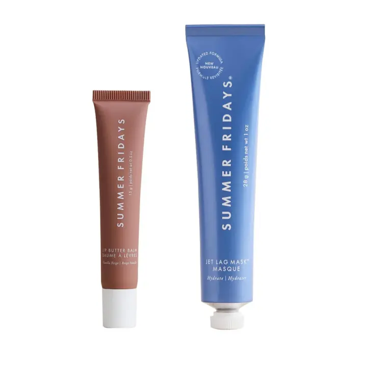 Summer Fridays Butter Balm Manteca de karité hidratante para labios, Beige vainilla vegana (0,5 oz) + Jet Lag Mini - Cara hidratante y nutritiva - 1