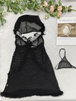 Lencería yukata de encaje, camisón sexy de encaje de malla transparente con abertura frontal y tirantes - details 46