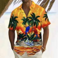 Camisa de manga corta para hombre, Tops informales de viento de playa de verano para exteriores, camisa con estampado de paisaje, ropa de gran tamaño para hombre - details 2