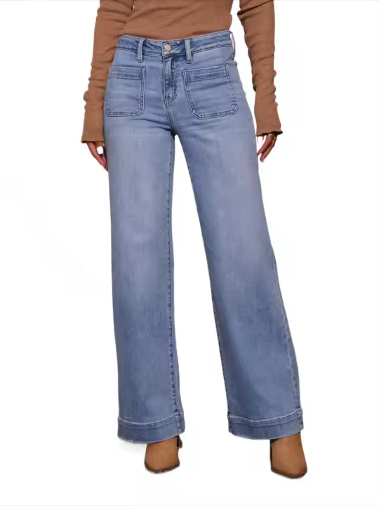 Jeans Vaqueros Vintage para Mujer Cintura Alta, Legua Recta, Estilo Harajuku Elegante - 1