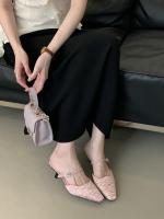 Hada francesa viento punta cabeza bolsa cabeza media zapatillas mujer usando nuevo tacón delgado arrugado zapatillas geniales - details 19
