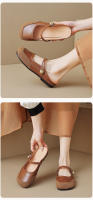 Pantuflas de media caña estilo francés para mujer, zapatos planos retro de una sola tira para uso exterior de verano para mujer - details 2