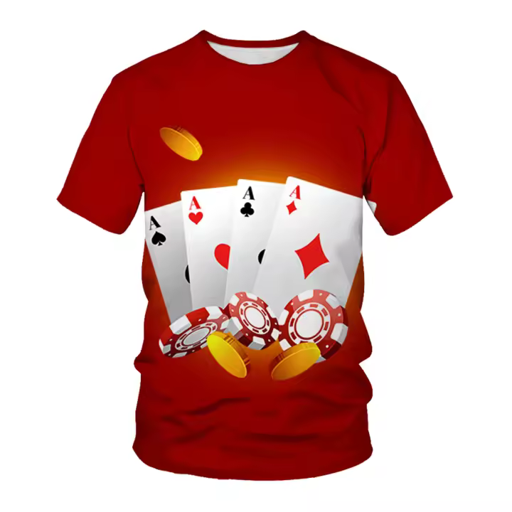 Camisetas 3D de manga corta y larga para hombre 2025, ropa de moda popular con elementos de cartas de juego para imprimir, ropa de belleza de color. - 1