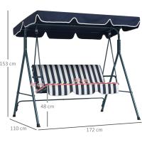Columpio de Jardín de 3 Plazas Balance Exterior con Techo Ajustable y Marco de Acero Carga 240kg - details 15