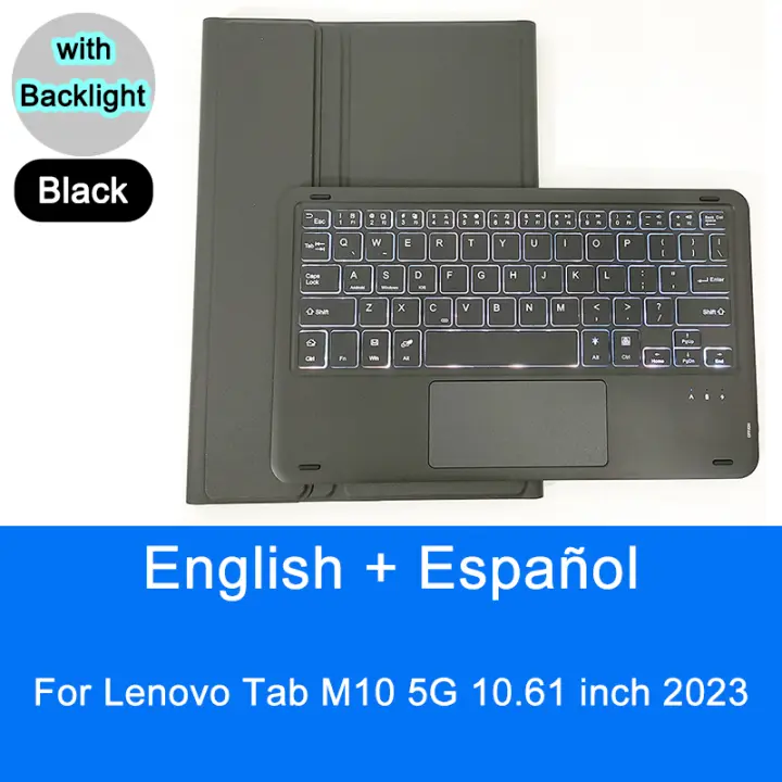 Funda de teclado Bluetooth para Lenovo Tab M10 5G 10.61 pulgadas 2023 con retroiluminación de pad de toque Material de cuero sintético compatible con la marca Lenovo Estilo plegable - 1