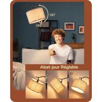 Pantalla de Lino Beige, Casquillo E27, Compatible con Varias Bombillas, 160cm Lámpara de Arco Negra con Pantalla Ajustable para Dormitorio, Salón, Oficina - details 10