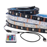 Tira de luces LED con USB, cinta de diodo de retroiluminación de TV, 5V, RGB 5050, cambio de Color con Control remoto de 24 teclas para decoración de habitación - details 1