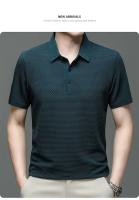 polos hombre manga corta ropa hombre día del padreVerano Nuevo Hombre Lop-up Hollow Polo de manga corta Camiseta Ice Silk Transpirable Negocios Moda Camiseta Hombre Marca Ropa - details 30