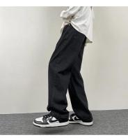 Pantalones vaqueros negros de pierna ancha para hombre, pantalones sueltos de pierna recta, marca de moda, pantalones largos de nueve puntos - details 5