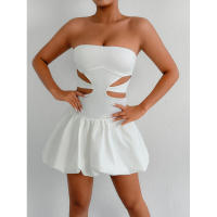 Gran oferta de primavera, nuevo vestido corto calado para mujer, Sexy, a la moda, sin hombros, sin mangas, ajustado, Top de tubo - details 0