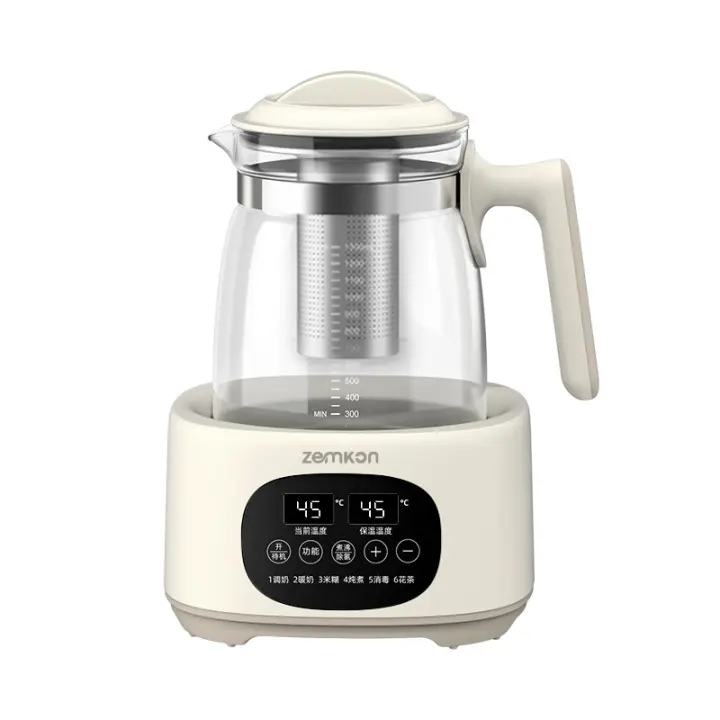 Hervidor termostático de vidrio, mezclador de leche caliente para bebés, hervidor multifuncional integrado para guisar de 1,3 L - 1