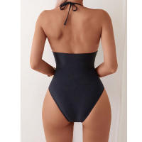 2025 nuevo bikini de una pieza sin espalda, traje de baño sexy de retales de malla ajustado para mujer - details 1
