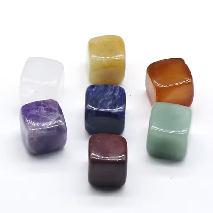 Piedras de 7 Chakras, cristales curativos, cubo pulido, Natural, juegos de piedras preciosas para Reiki, curación, meditación, Yoga, terapia de equilibrio - 1