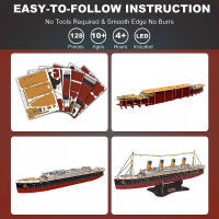 Fanbusa 3D LED Titanic Toys puzle para adultos para construir, escritorio grande decoración Ti - details 6