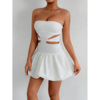 Gran oferta de primavera, nuevo vestido corto calado para mujer, Sexy, a la moda, sin hombros, sin mangas, ajustado, Top de tubo - details 3