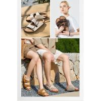 Zapatillas de corcho neutras，Sandalias planas esenciales para vacaciones en la playa - details 1