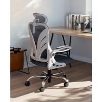 Silla de Oficina Ergonómica con Respaldo Plegable, con Reposabrazos, Reposacabezas 2D y Soporte Lumbar de Malla, Giratoria Ejecutiva para Computadora, Blanco - details 2