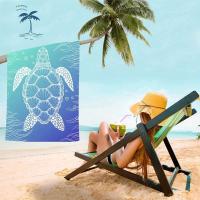 Toalla de playa de microfibra, Toalla de baño absorbente, protector solar grande de secado rápido para adultos, viaje, piscina, patrón de tortuga azul 27*55 - details 2