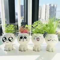 ETA de cerámica con mini gato, hermosas plantas de dibujos animados, ETA de escritorio, juguetes decorativos de bricolaje, educación científica, regalo escolar, 1 pieza. - details 1