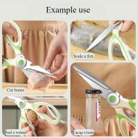 Tijeras de cocina de acero inoxidable, tijeras para alimentos, tijeras resistentes para huesos de pollo, tijeras versátiles y afiladas para carne, tijeras para el hogar, 1 ud. - details 4