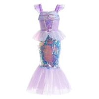 AmyStylish Niñas Princesa Sirena Ariel Cosplay Halloween Fiesta de Cumpleaños Verano Playa Vacaciones Vestido - details 7