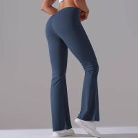 Leggings de yoga de color sólido para mujer, pantalones acampanados de cintura alta, elásticos, entrenamiento, pierna ancha - details 19