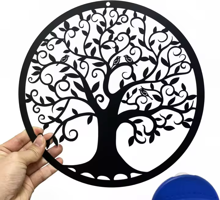 Decoración de pared de árbol de la vida de metal, arte de silueta para regalo, decoración del hogar para jardín interior y exterior (negro, 28x28cm) - 1