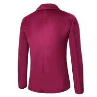 Blazer ajustado de terciopelo con dos botones para hombre, Color sólido - details 8