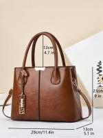 SOMY Bolsos Retro de Color sólido para mujer, elegante bolso cruzado de cuero PU, monederos de oficina y trabajo de moda - details 5