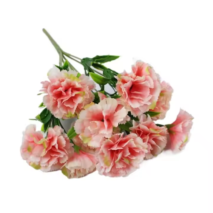 Seda Artificial de clavel resistente a los rayos UV, flor falsa de imitación, decoración de boda para el hogar, 11 cabezas, alta calidad - 1