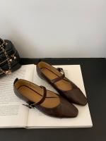Francés retro hebilla de una palabra Mary Jane zapatos boca ligera cabeza cuadrada tacón grueso solo zapatos pequeños zapatos de cuero - details 6
