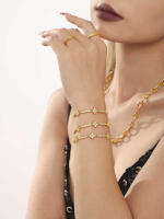 Pulsera de Cadena de Maple inoxidable with surrounded Chapado en Gold Pulsera ajustable de las mujeres Joyería de lujo de las mujeres - details 4