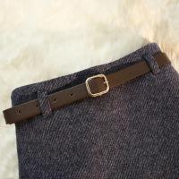 Seulish vintage faldas de lana gruesas para mujer Otoño Invierno nuevo color sólido casual cintura alta A-line faldas de mujer - details 0