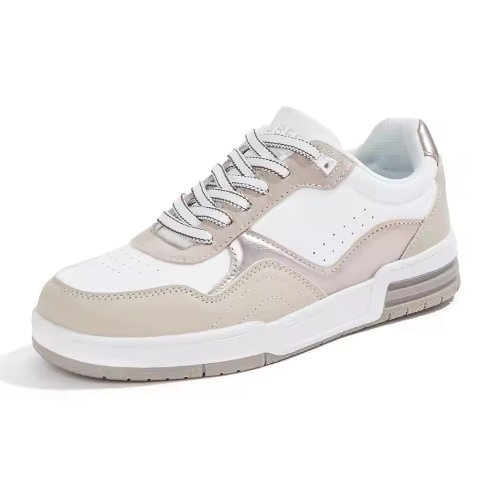 Zapatillas bajas de moda para mujer - Tenis blancos de piel sintética - cómodos zapatos informales con cordones para despertar - 1